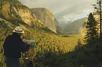 Photograph of John Hulsey Painting in Yosemite